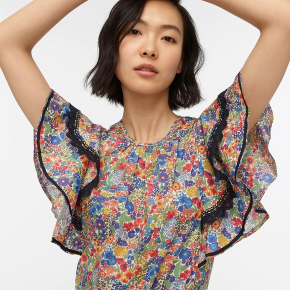 J.Crew Cotton popover top in Liberty Margaret Annie floral print XS 0 2 - Picture 3 of 16